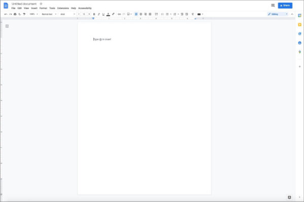 google docs interface