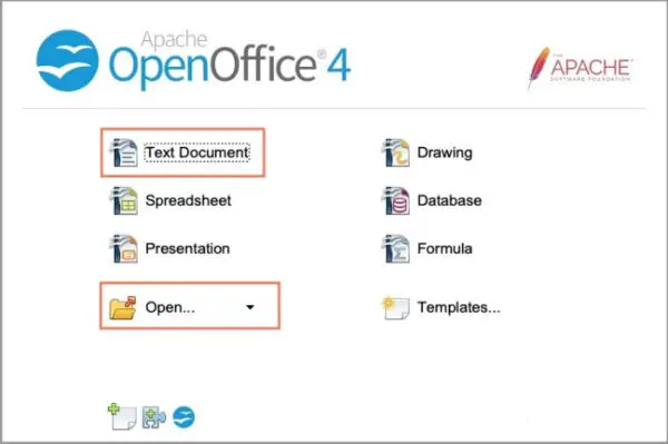edit word files on a mac - open office welcome panel
