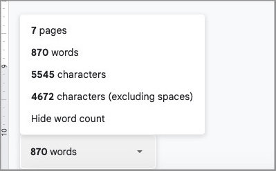 count words in google docs