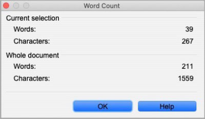count words in selection of openoffice writer document