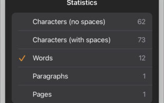 word count options in apple pages