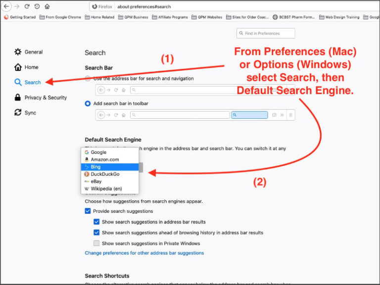change default search engine in firefox browser