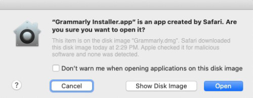 confirm installation permission grammarly mac