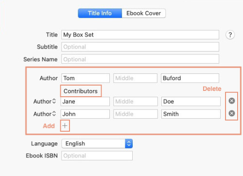 add or delete contributors - box sets in vellum for mac