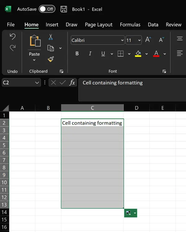 Microsoft Excel autofill copied formatting only.