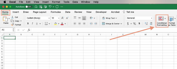 Conditional formatting button in Microsoft Excel