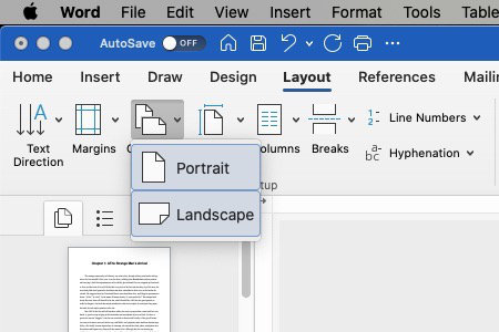 Set page orientation in ms word for mac