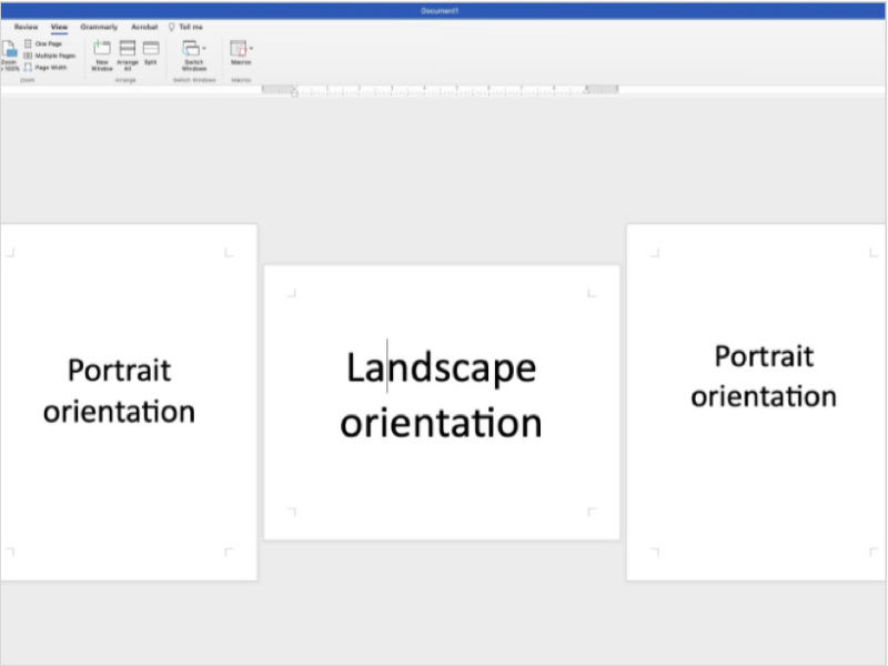 Changing orientation of one page in Word