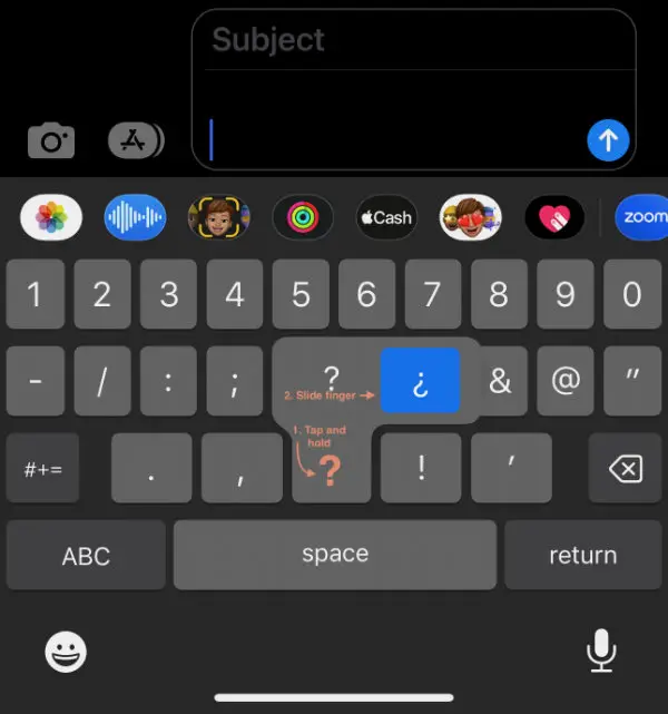 type an upside-down question mark on iOS device