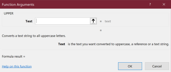 The Function Arguments panel in Excel for Mac.
