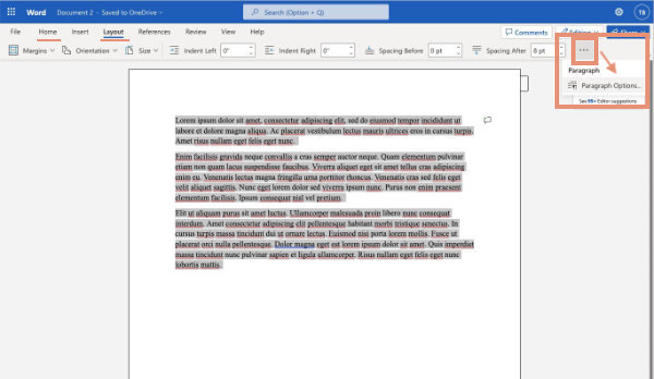 to create hanging indents in microsoft word online use paragraph options - simplified ribbon.