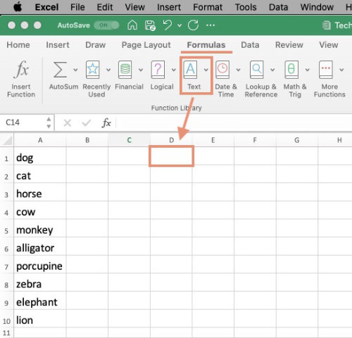 Use a text function under formulas tab to capitalize in Excel.