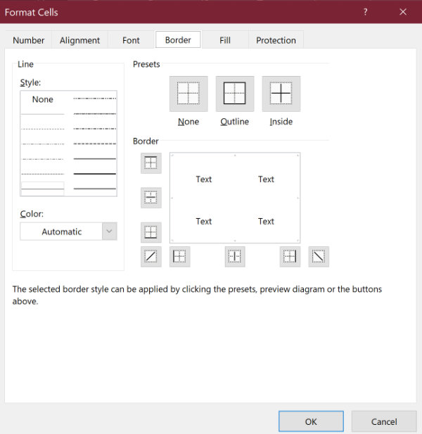 Format cell panel in Excel for Windows. make gridlines more visible in excel.