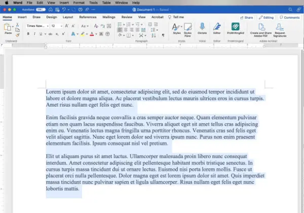 Select text before converting to hanging indent in microsoft word for mac.
