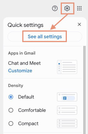 link to open all settings in Gmail
