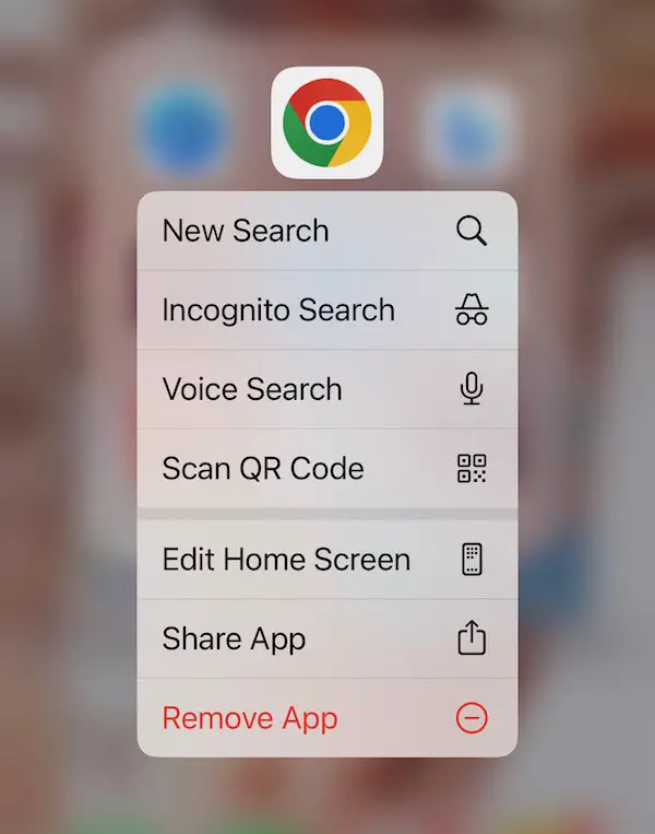 Chrome iOS long press Chrome icon on home page to open new incognito page.