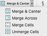 merge and center menu under Home tab in Excel