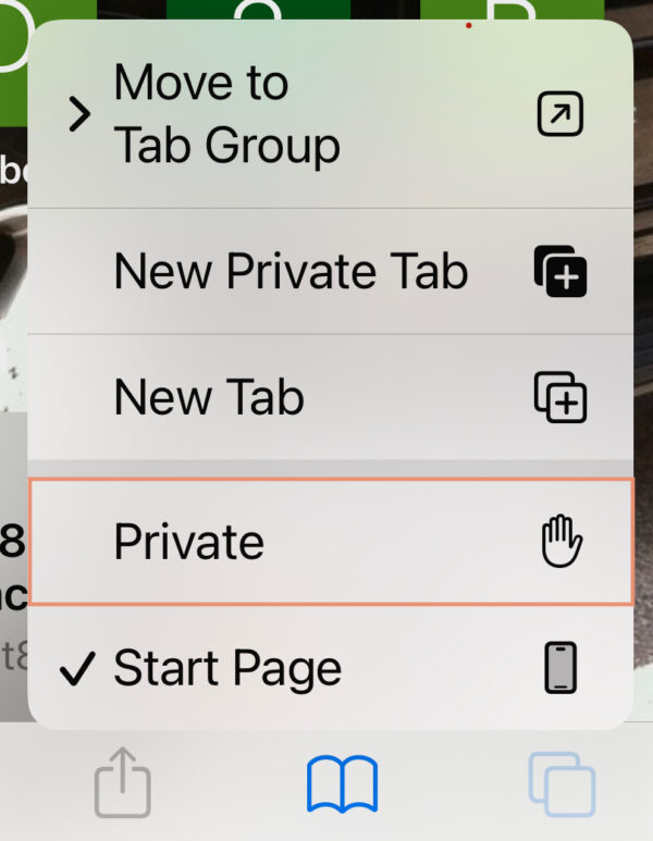 long press tabs menu in Safari iOS to open new Private windows.