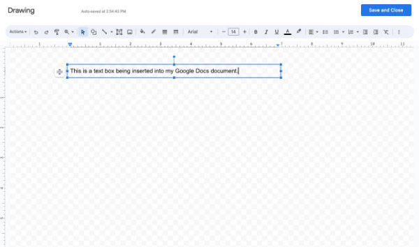 Insert text box in Google Docs