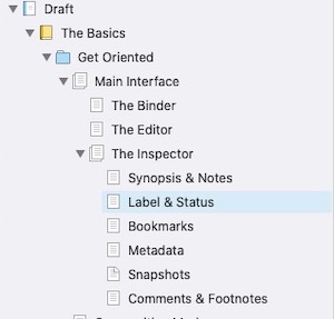 Label color as background color in Scrivener binder.